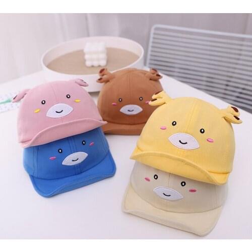 Lovely Cartoon Deer Baby Baseball Caps Soft Brim Cotton Spring Summer Kids Boys Grils Sun Hats Autumn Toddler Hats