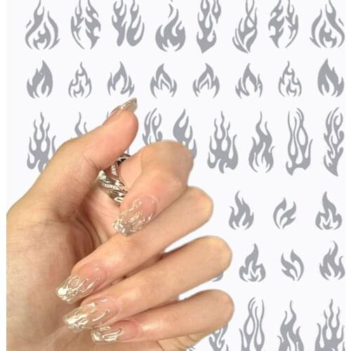 Fashion Flame Adhesive 3D Nail Stickers Gradient Honeycomb Geometric Transfer Water Sliders Manicures Decoration DIY Nail Art