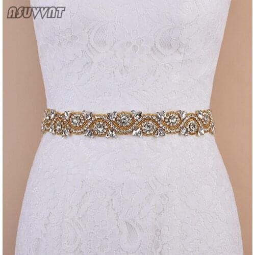 Fashion Women Crystal Belt Gold Sash For Dress Rhinestone Bridal Belt Sashes For Bridesmaid Cocktail Dresses Belt For Dress Up