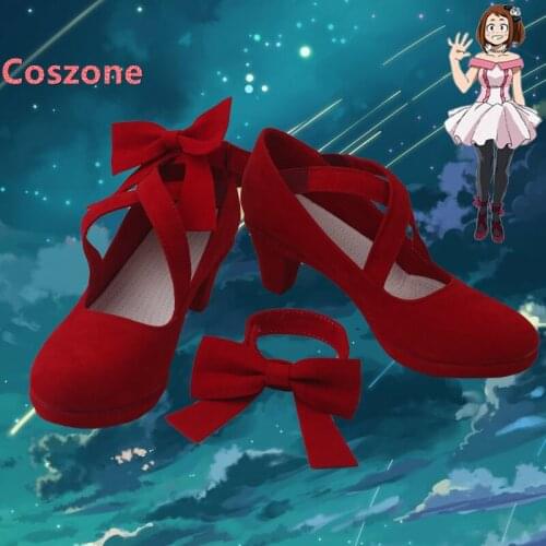 My Hero Academia Ochaco Uraraka Red High Heel Cosplay Shoes Halloween Carnival Cosplay Costume Accessories