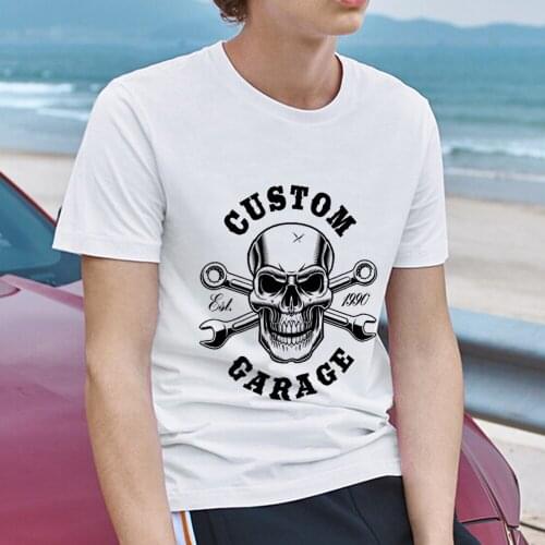 Mens Street New Summer Street Trend T-shirt Pirate Skull Print Commuter T-shirt Casual Simple Top Soft Round Neck Mens Shirt