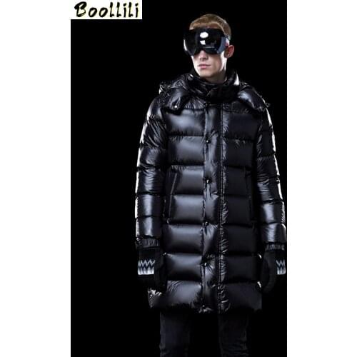 Boollili Mens Down Jacket Long Winter Coat Thick Warm Puffer Goose Down Jacket Men Clothes 2020 Hooded Plus Size Coats