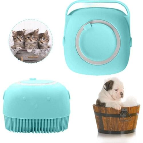 Bathing Short Hair Soft Silicone Rubber Brushes Pet Dog Shampoo Brush Cat Massage Comb Grooming Scrubber Brush 2.7oz/80ml 2021
