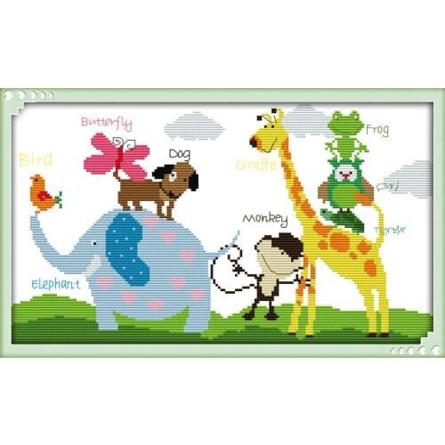 Animal paradise 2 cross stitch kit aida 14ct 11ct count printed canvas stitches embroidery DIY handmade needlework