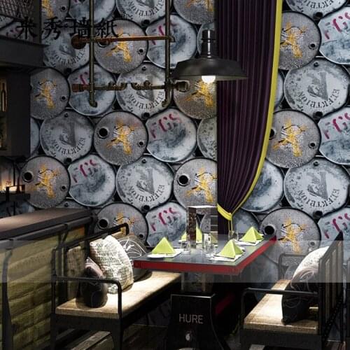 Retro Industrial Wind Iron Bucket Wallpaper Vintage Behang By Restaurant Bar Background Walls Mural Nostalgia Loft Wall Paper 3d