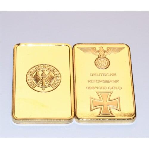 German Imperial Eagle with Cross Gold Bar One Ounce Germany Gold Plated Bullion Bar with Plastic Cases 44*28mm