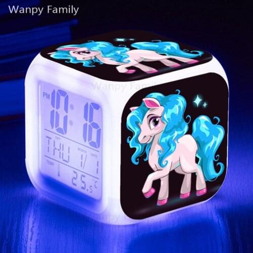 Very nice unicorn LED alarm clock Large screen multifunction color change glowing digital alarm clock for kids birthday gifts