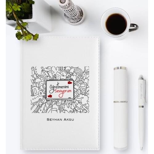 Personalized Öğretmenimi Love 2020 Leather Organizer & Pen Gift Set