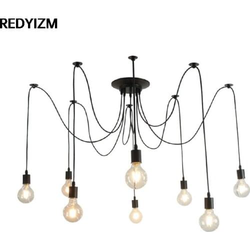 Pendant Lamp DIY Vintage Spider Hanging Eire Length Adjustable Retro E27 Edison Loft Style Classic Decorative LED Home Lighting
