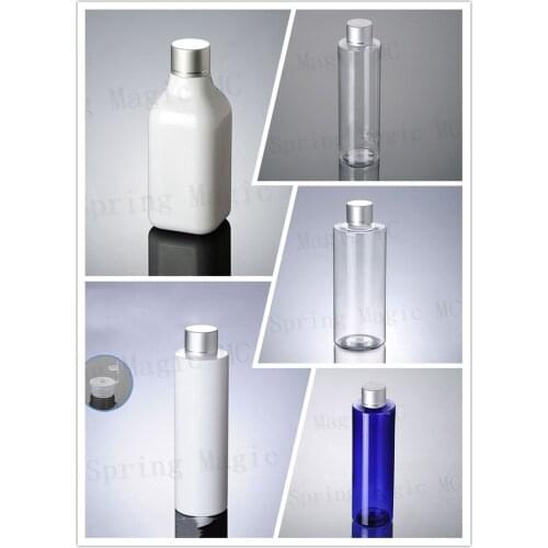 200ML Clear/WHITE PET Plastic Bottle With Matt Tangent Aluminum Cap,Empty Cosmetic Containers,Water/Cleansing/Moisturizer Case