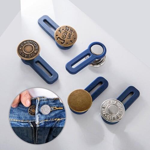 2Pcs Free Sewing Buttons Adjustable Disassembly Retractable Jeans Waist Button Metal Extended Buckles Pant Waistband Expander