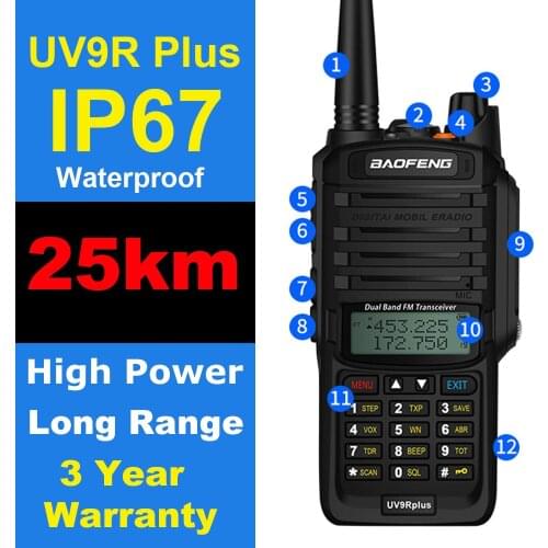 Long Range 30km Walkie Talkie Two Way Radio Baofeng UV 9R Plus UHF VHF Dual Band Ham CB Radio HF Transceiver UV9R Plus