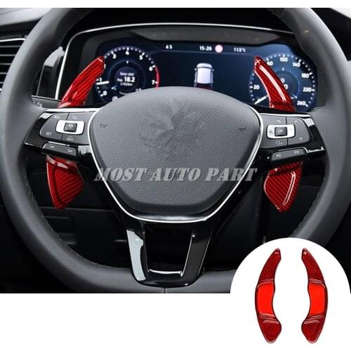 Real Carbon Fiber Paddle Paddle Shift Steering Wheel Shifter For Volkswagen Golf 7 GTI R/R-Line Polo Scirocco R/GTS Red/Black