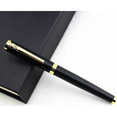 Luxury Black and Diamond gold clip Roller Ball Pen with 0.5mm Black Ink Refill with Gift Box Ballpoint Gift Pens