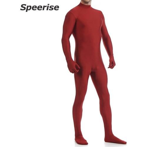 Speerise Adult Unisex Full Body Zentai Suit Halloween Stage Theater One Piece Costume For Men Unitard Mock Neck Cosplay Party