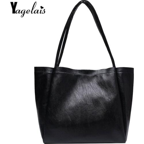 Fashion Designer Ladies Handbag Large Capacity Black Shopping Bag High Quality PU Leather Ladies Tote Bag Casual Women Shoulder