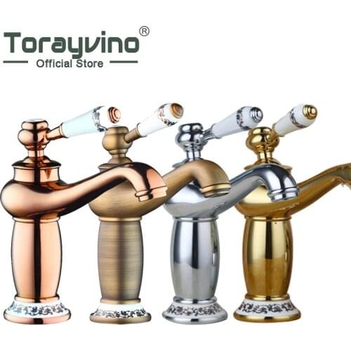 Torayvino Great Quality Mordern Bathroom Faucet Antique Bronze Finish Brass Basin Sink Faucet Single Handle water Tap Torneira