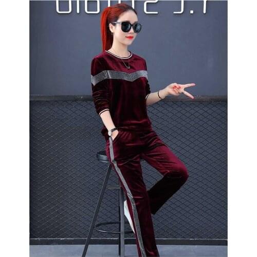 Spring Full Sleeve Straight Pants O-Neck Sport Wear Suit Two Piece Set Splicing Breathable Trainning & Exercise Sets