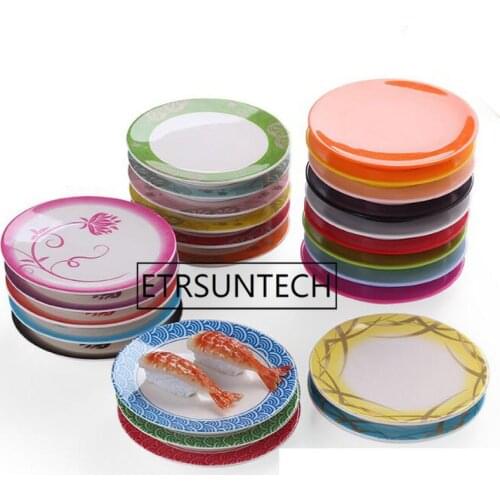 Japan Food Sushi Melamine Dish Rotary Sushi Plate Round Colorful Conveyor Belt Sushi Serving Plates