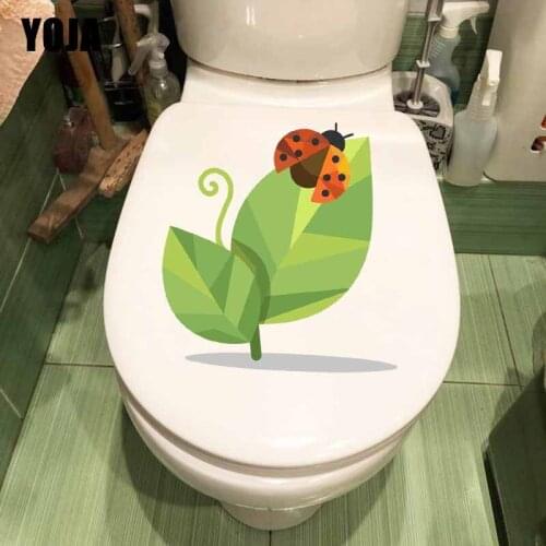 YOJA 21.7X22.7CM Cartoon Pattern Coccinella Septempunctata Living Room Home Decor Toilet Decal Wall Sticker T5-1091