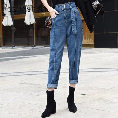 Genayooa Vintage Jeans Woman Casual High Waist Jeans Streetwear Boyfriend Jeans For Women Denim Trouser With Pocket
