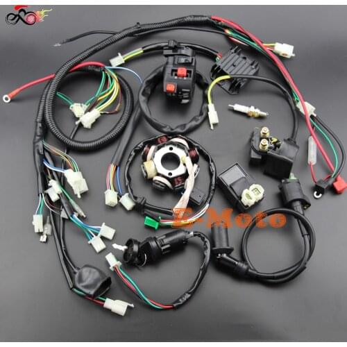 BUGGY WIRING HARNESS LOOM GY6 ENGINE 125 150CC QUAD ATV ELECTRIC START STATOR 8 COIL SPARK PLUG GO KART KANDI GO KART DAZON