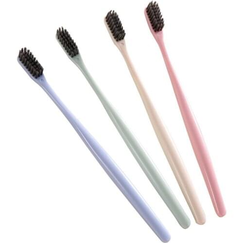 4 Colors Soft Bamboo Charcoal Slim Soft Bristles Teeth Whitening Deep Cleaning Wheat Stalk Handle Toothbrushes Oral Care Tools