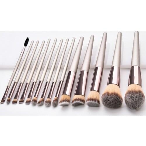 14PCS Makeup Brush Set Champagne Gold Foundation Powder Eye Shadow Blush Brush Beauty Make Up Brush Pincel Maquiagem Kit