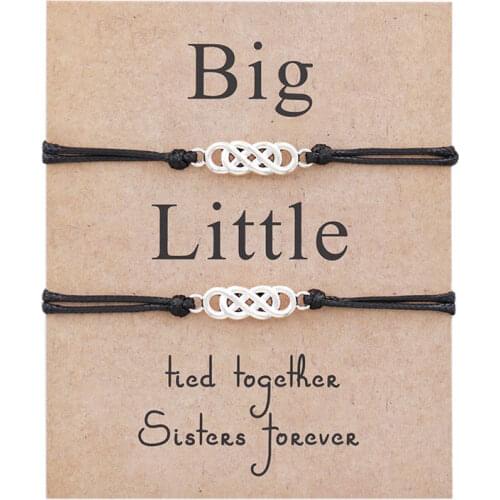 2Pcs/Set Twist Big Little Sorority Wish Bracelet best friend Infinity Bracelet for Soul Sister BraceletFriendship Gifts