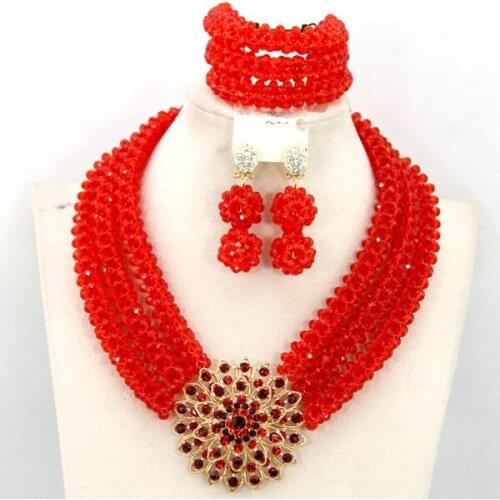 2015 Fashion African Wedding Beads Jewelry Set Nigerian Bridal Crystal Beads Necklace Jewelry Set Free Shipping AEJ957