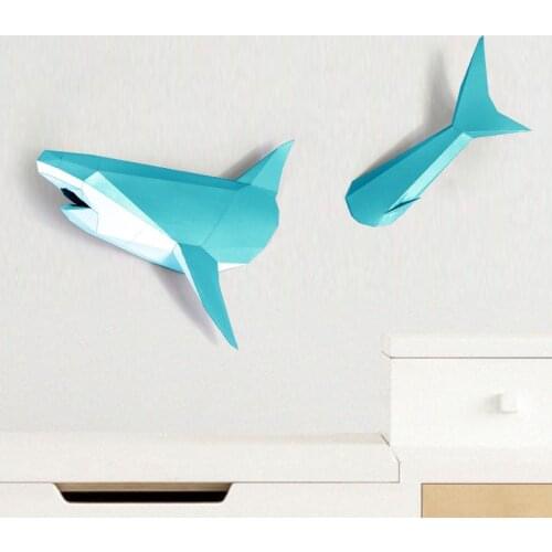 3D Shark Animal Paper Model Toy Home Decor Living Room Decor DIY Paper Craft Model Party Gift