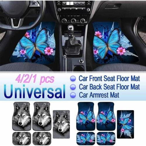 4PC Universal Car Floor Mat Custom Wolf Background Rubber Anti Slip Dustproof waterproof Front Rear Auto Mats for SUV Interior