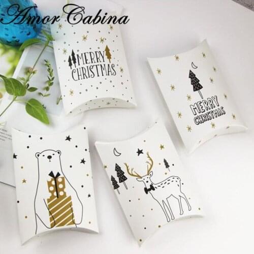 50pcs Christmas candy gift box deer and christmas tree guest gift bag kids gift christmas party decoration candy gift box