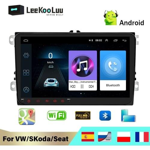 LeeKooLuu Car Radio 2 Din Autoradio 9" Android Car GPS Navi Wifi Stereo for VW T5 Golf 4 5 Touran Skoda Octavia Fabia Seat Leon