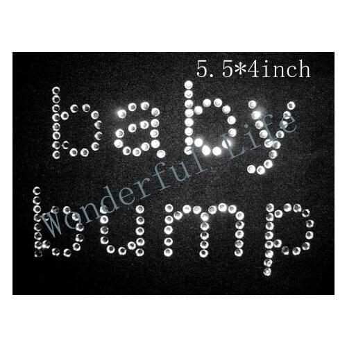 Free shipping rhinesotne iron on transfer baby bump crystal strass for baby