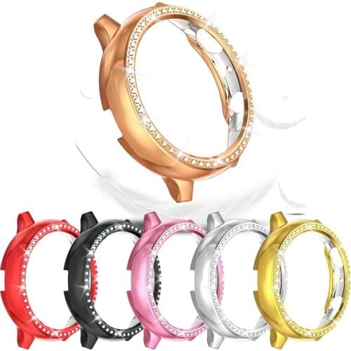 Women Diamond PC Cover for Samsung Galaxy Watch Active 2 Case 40mm 44mm Bumper for Watch 3 41mm 45mm Lightweight Bling Frame