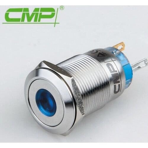 Diameter 19mm Dot Illuminated Marine LED Brass ChromePlate Stainless Reset Switch