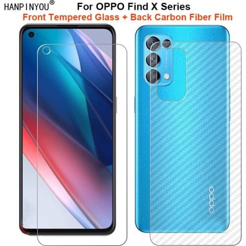 For OPPO Find X3 Lite 6.43" 1 Set = Soft Back Carbon Fiber Film + Premium Tempered Glass Front Screen Protector