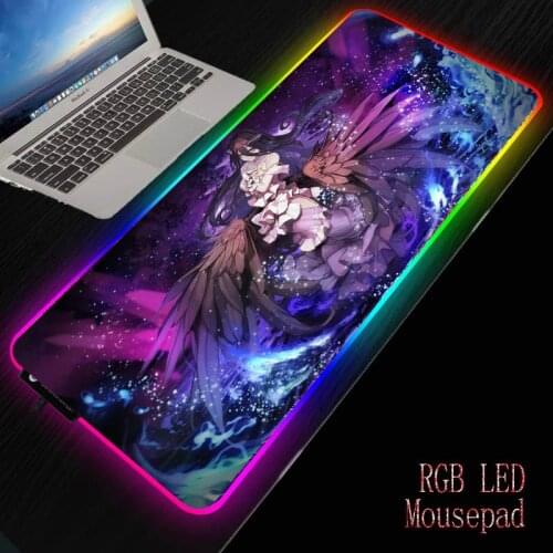 MRGBEST Anime Overlord Girl LED Gaming RGB Large Gamer Mousepad USB Backlit Rainbow Illumination Computer Mat Keyboard Desk Pad