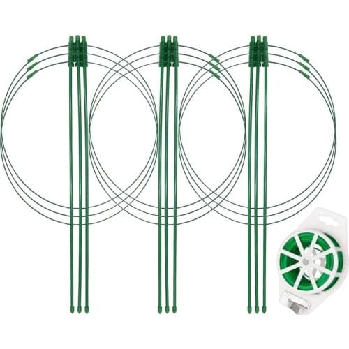 New 3 Packs 18 Inch Plant Support Cages with 3 Adjustable Support Rings 20M Plant Twist Ties for Garden,Climbing Plants