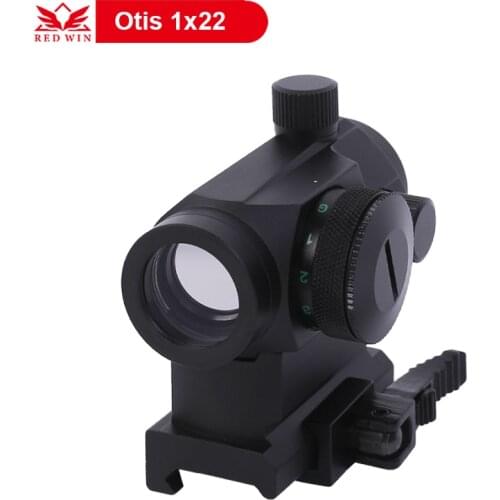 Red Win Otis 1x22 5 MOA Red Dot Scope Cap Adjust 5 level R/G Illumination w/ Picatinny Riser Mount fit for AR Platform .223 .308