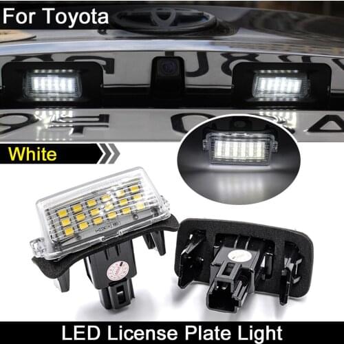 2Pcs For Toyota Yaris Camry Corolla Prius Ractis Verso White LED License Plate Light Number Plate Lamp