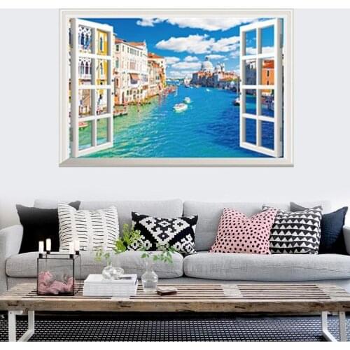 False window landscape Cinque Terre Wall Stickers PVC Material Italy Cinque Terre Wall Decal For Living room Bedroom Decor Mural