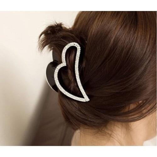 New Fashion Hair Claws Hairpin Women Black Women Heart Crystal Hair Clip Hairpin Rhinestone Claw Clamp Headwear Hair Accessories