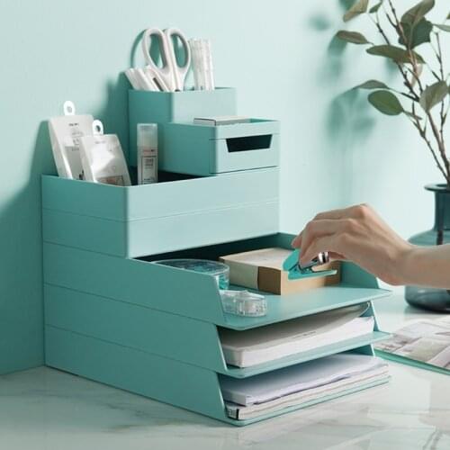 Office Desktop Organizer A4 Paper Drawer Storage Box Stackable File Cabinet Pen Holder Document Case Holder A4 Size Storage Box