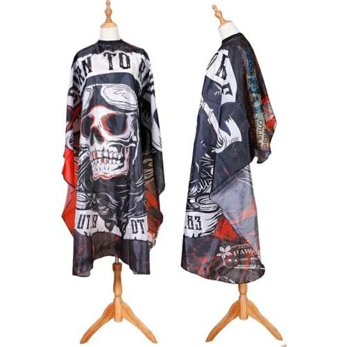 Hairdressing Haircutting Wrap Skull Printed Apron Salon Barbershop Hair Color Perm Individual Cape Gown Cloth E1133
