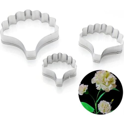3PCS Stainless Steel Fondant Cutter Carnation Petal Cookie Cutter Fondant Mold Flower Shape Cake Mold DIY Biscuit Mold Coxeer