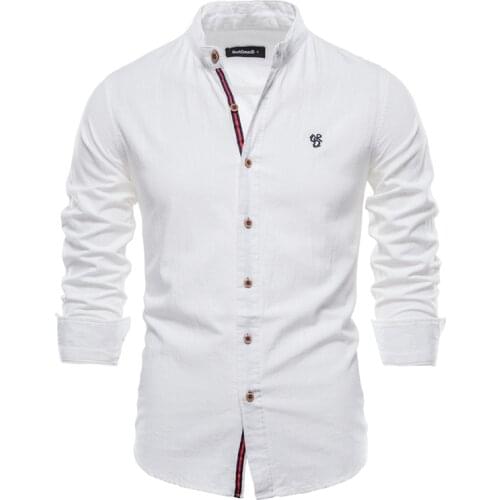 Trendy New Spring Cotton Linen Shirt Men Solid Color High Quality Long Sleeve Shirt for Men Spring Casual Social Mens Shirts