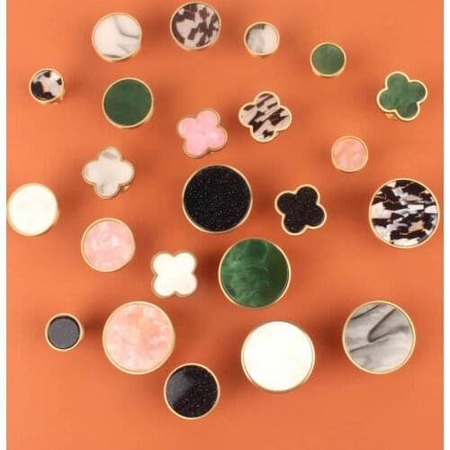 Shell Furniture Cabinet Door Handle Brass Nordic Luxury Wardrobe Drawer Knob Coat Hook Color Creative Round Four-leaf Clover