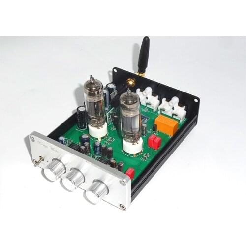 Bluetooth 4.2/5.0+PCM5102 HiFi Vacuum 6J5 Tube Amplifier Stereo Tube Preamplifier With Treble Bass Tone Control